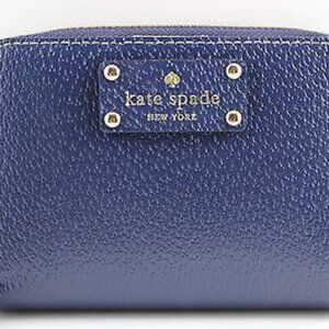 Kate Spade Cara Wellesley French Navy 491 Leather Bifold ID wallet GUC